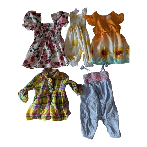 Multicolor 5 Piece Plaid/Floral Baby Set. 6-9 Months. - Picture 3 of 7